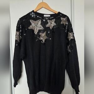 Black Star Sequin Sweater